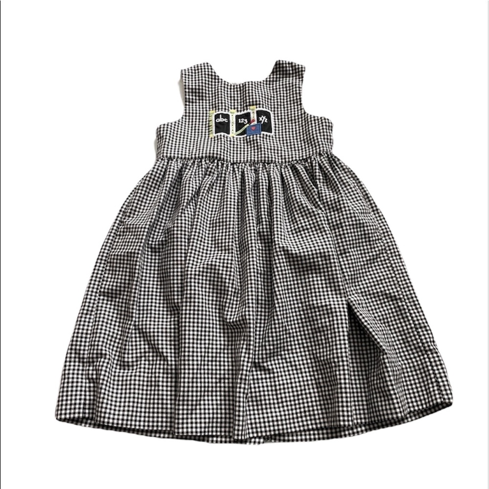 Vintage Fast Friends Black Checkered Plaid Gingham Dress School